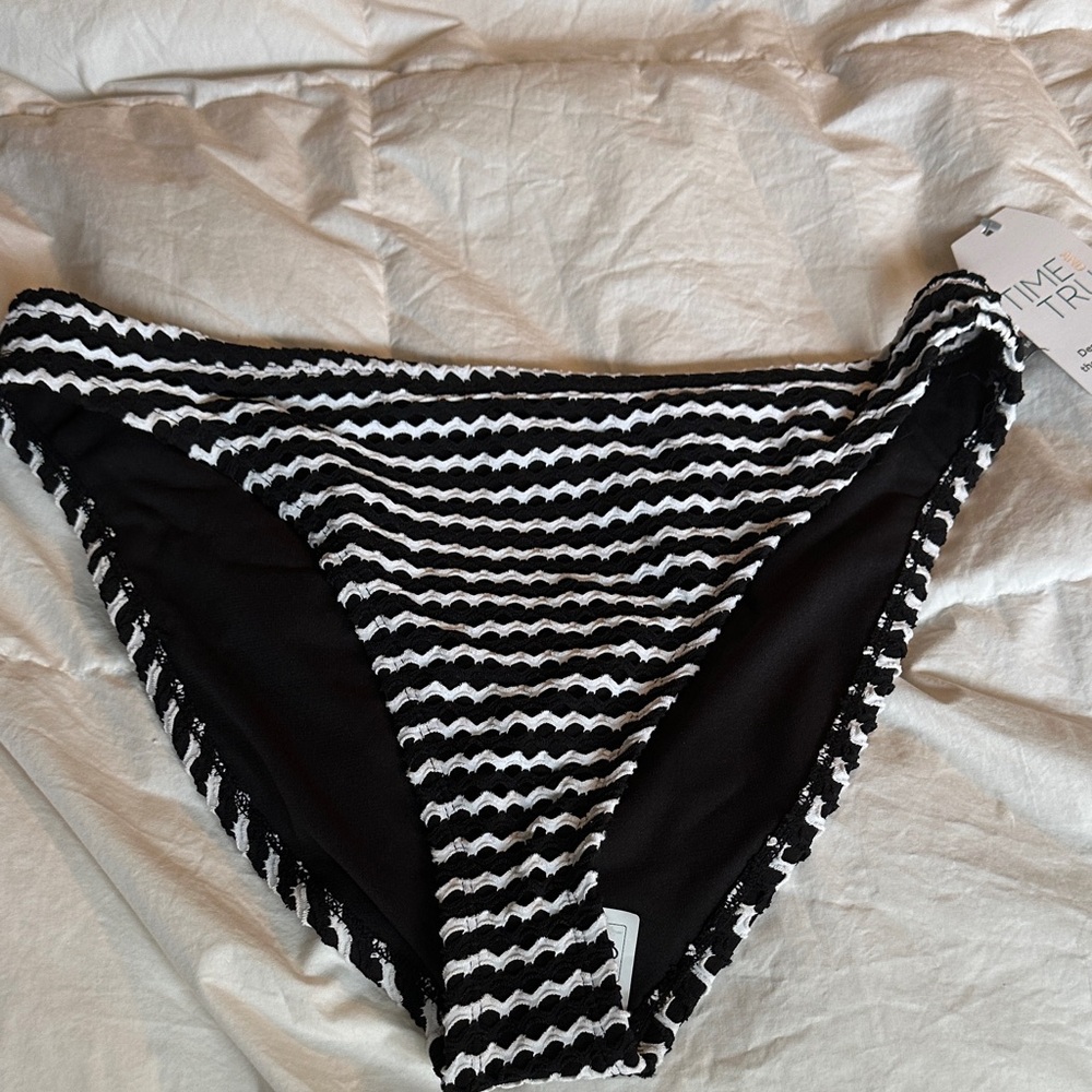 Black and White Striped Bikini Bottom. NWT